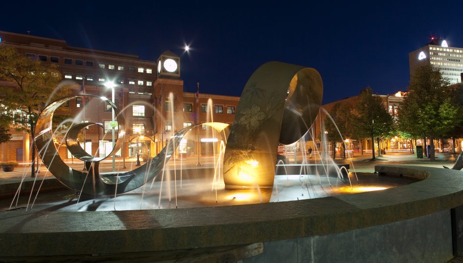 Large fountain at downtown moncton