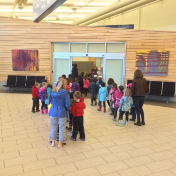 Kids visiting a store at the airport