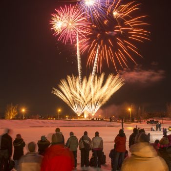 Exploding fireworks in the winter time