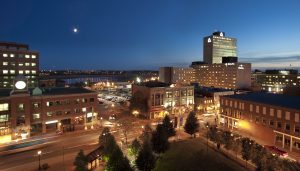 Downtown Moncton at night