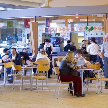 people dining in the airport cafeteria