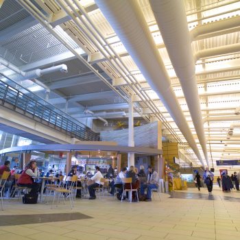 people dining in the airport cafeteria
