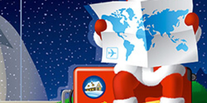 Santa looking at a map
