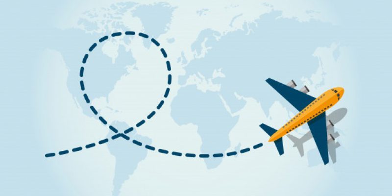 Map with airport flying across